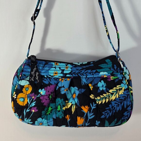 Vera Bradley Handbags - Vera Bradley Quilted Floral Mini Crossbody Bag Blue Black Travel Purse
